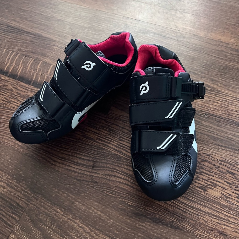 Peloton Black and Red Sneakers with Velcro Straps
